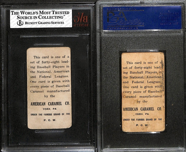 Lot of (2) Rare 1915 American Caramel E106 Cards - Hal Chase (BVG 1 w. Writing) & Danny Murphy (PSA 2)