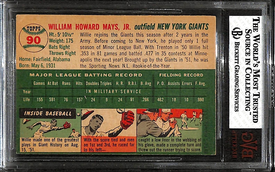 1954 Topps Willie Mays (HOF) #90 BVG 4.5