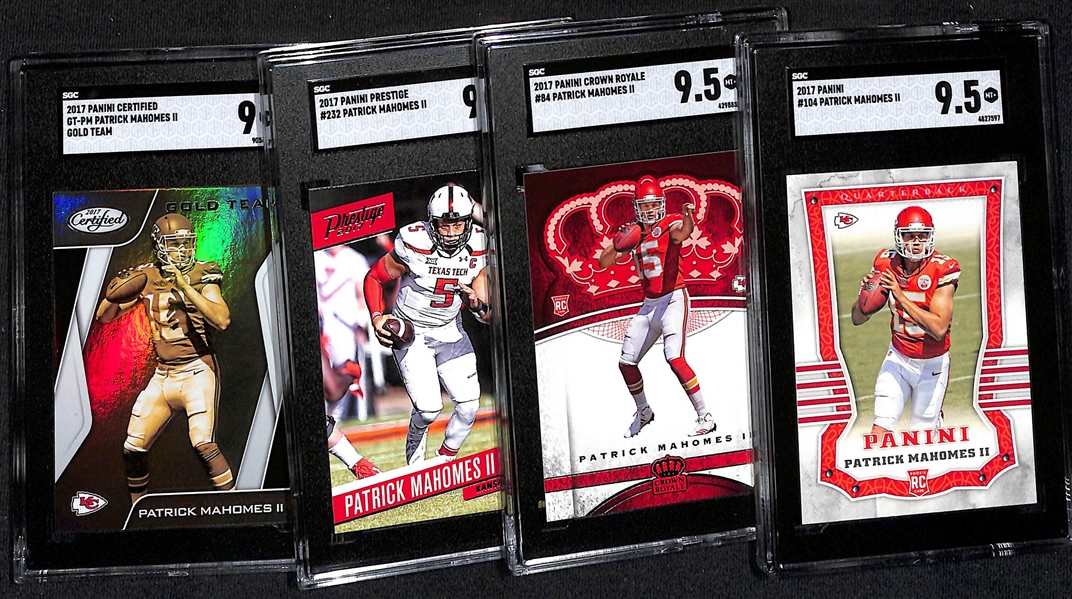 Lot of (4) 2017 SGC Graded Patrick Mahomes II Rookie Cards w. (3) SGC 9.5 & (1) SGC 9