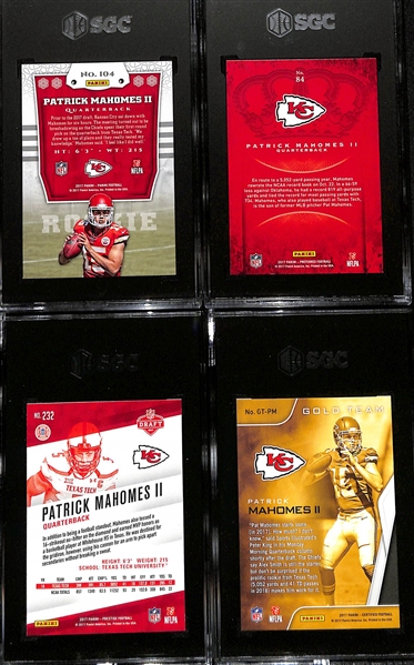 Lot of (4) 2017 SGC Graded Patrick Mahomes II Rookie Cards w. (3) SGC 9.5 & (1) SGC 9