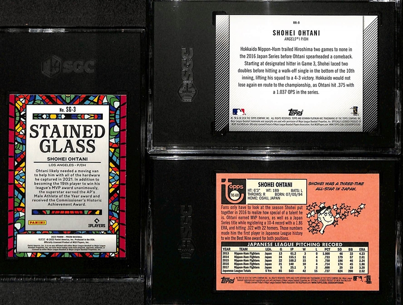 Lot of (3) SGC Graded Shohei Ohtani Cards w. 2018 Topps Heritage RC Chrome Purple Refactor SGC 9.5
