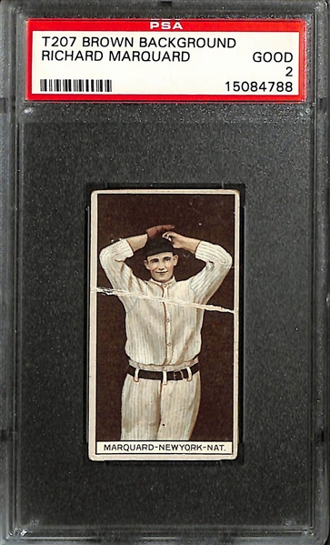 Lot of (6) PSA & (1) Beckett Graded 1912 T207 Baseball Cards with Richard Marquard PSA 2