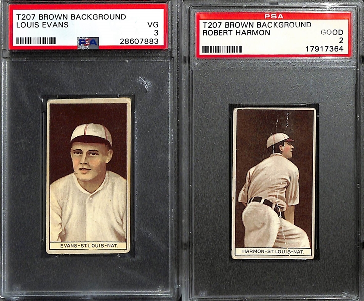 Lot of (6) PSA & (1) Beckett Graded 1912 T207 Baseball Cards with Richard Marquard PSA 2