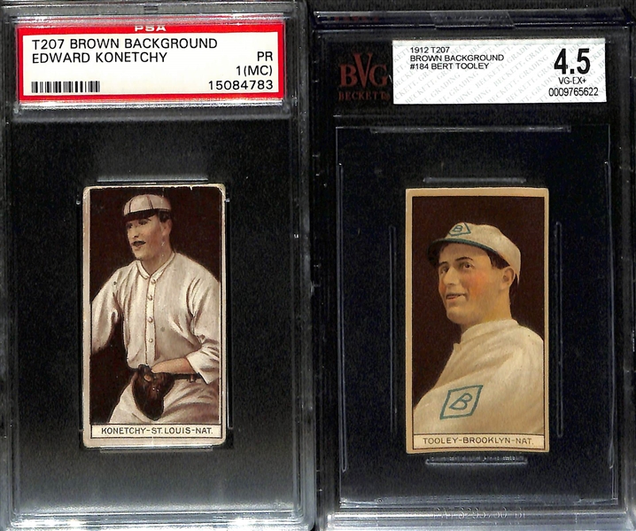 Lot of (6) PSA & (1) Beckett Graded 1912 T207 Baseball Cards with Richard Marquard PSA 2