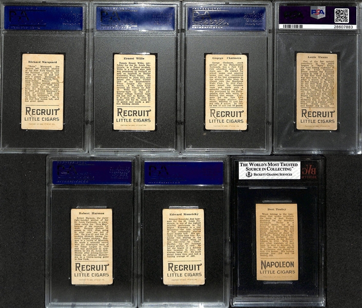 Lot of (6) PSA & (1) Beckett Graded 1912 T207 Baseball Cards with Richard Marquard PSA 2