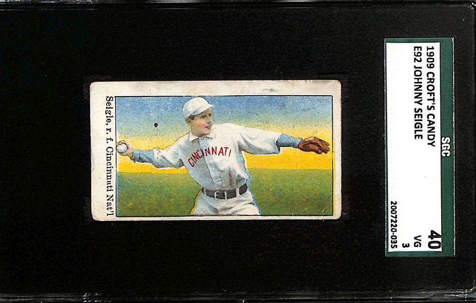 Lot of (3) SGC Graded 1909 Croft's Candy E92 Baseball Cards w. Chief Bender (White Cap) SGC 3
