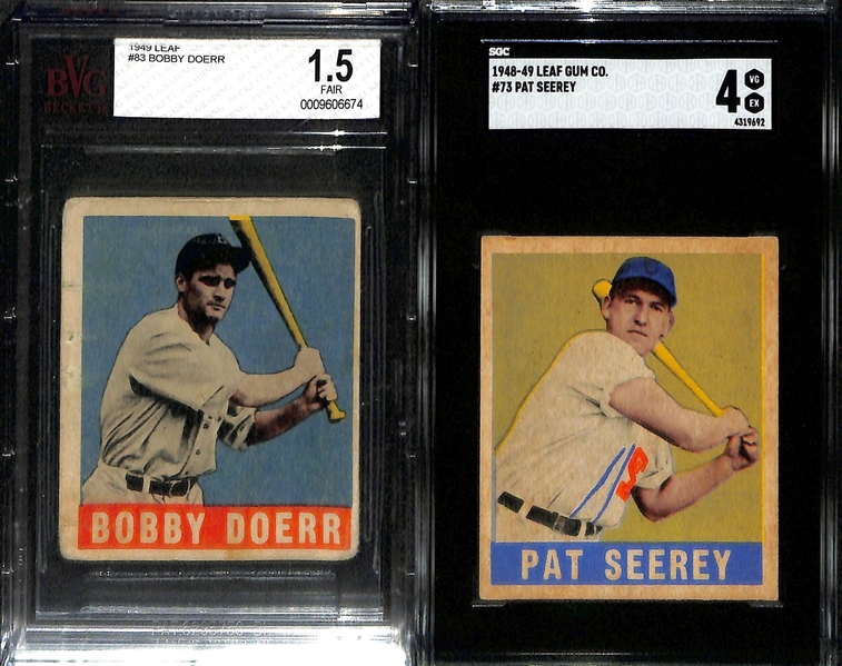 Lot of 4) Graded & (4) Raw 1948 Leaf Baseball Cards w. Bob Elliot PSA 5