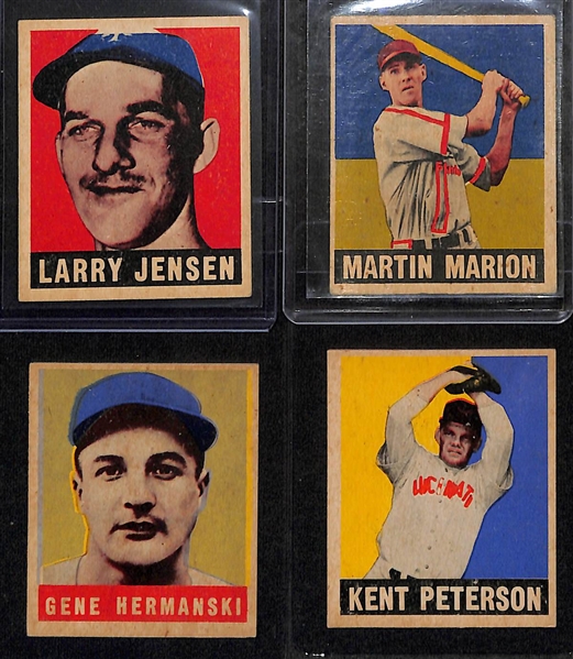 Lot of 4) Graded & (4) Raw 1948 Leaf Baseball Cards w. Bob Elliot PSA 5