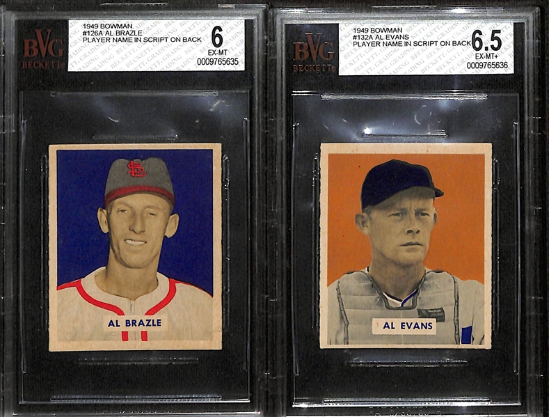 Lot of (10) Graded 1949 Bowman Baseball Cards w. Al Brazle Beckett 6 & Al Evans Beckett 6.5