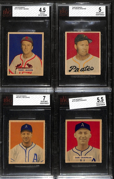 Lot of (10) Graded 1949 Bowman Baseball Cards w. Al Brazle Beckett 6 & Al Evans Beckett 6.5