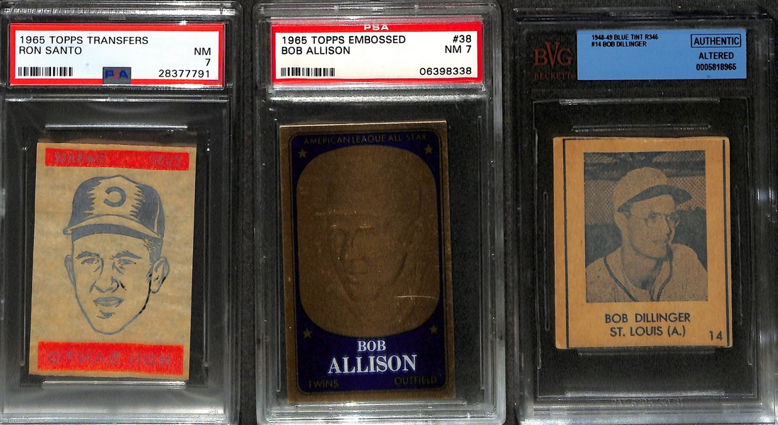 Lot of (4) Topps Inserts w. 1963 Topps Stick-On Insert Roberto Clemente BVG 6.5