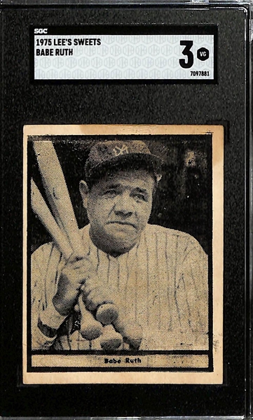 1976 Lee's Sweets Babe Ruth SGC 3 & 1971 Charger Hall of Fame Babe Ruth SGC 4