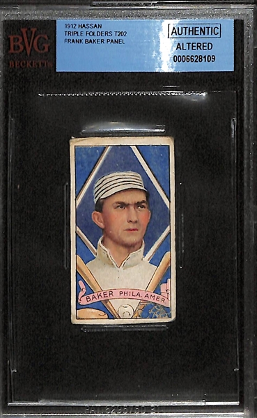 Lot of (5) Beckett Graded 1912 Hanson Triple Folders T202 Cards w. Frank Baker Panel Authentic