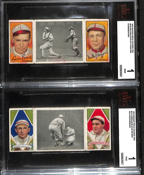 Lot of (5) Beckett Graded 1912 Hanson Triple Folders T202 Cards w. Frank Baker Panel Authentic