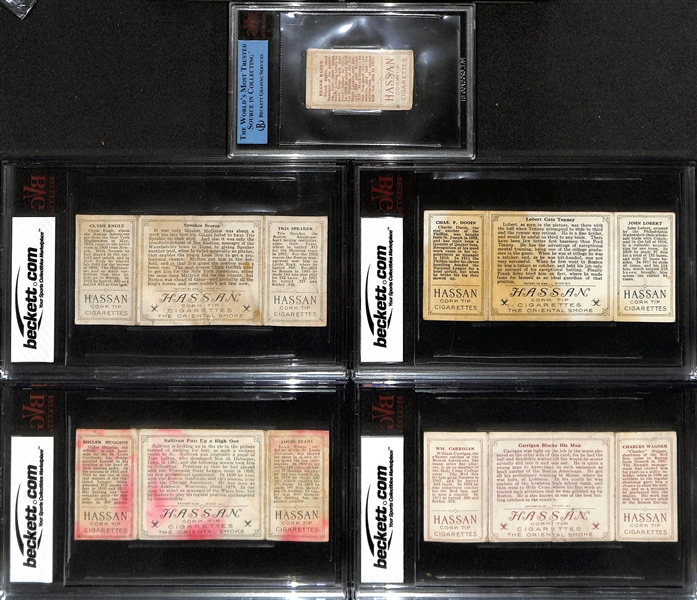 Lot of (5) Beckett Graded 1912 Hanson Triple Folders T202 Cards w. Frank Baker Panel Authentic