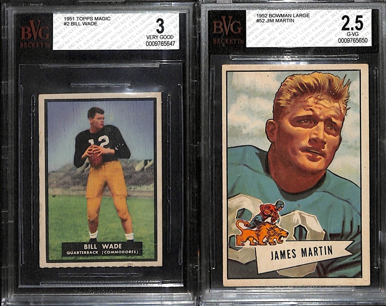 Lot of (7) Beckett Graded 1948-51 Bowman & Topps Football Cards w. 1948 Topps Johnny Lujack BVG 2.5