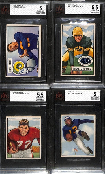 Lot of (7) Beckett Graded 1948-51 Bowman & Topps Football Cards w. 1948 Topps Johnny Lujack BVG 2.5