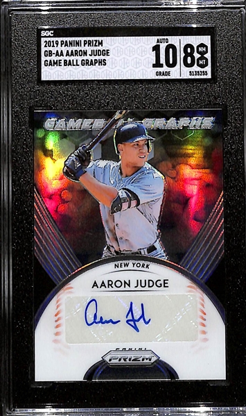 2019 Panini Prizm Gameball Graphs Aaron Judge Auto SGC 8 / 10 Auto