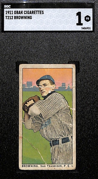 1909-11 Obak Cigarettes T212 Browning (San Francisco, SGC 1) & Ryan (Portland, BVG 1)