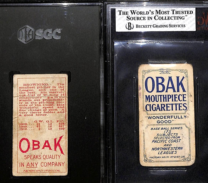 1909-11 Obak Cigarettes T212 Browning (San Francisco, SGC 1) & Ryan (Portland, BVG 1)