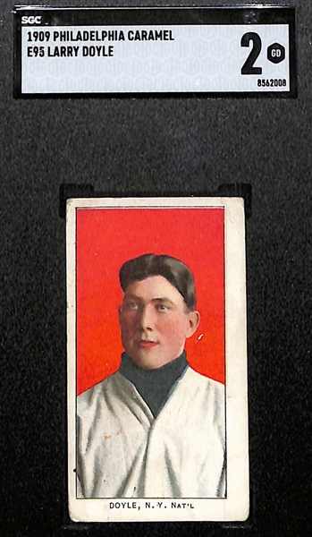 (4) 1908-1910 American/Philadelphia Caramel Cards - Vic Willis (HOF, E95, SGC Auth.), Harry Lord (E91, BVG 2.5), Clyde Engle (E90-1, PSA 1), Larry Doyle (E95, SGC 2)