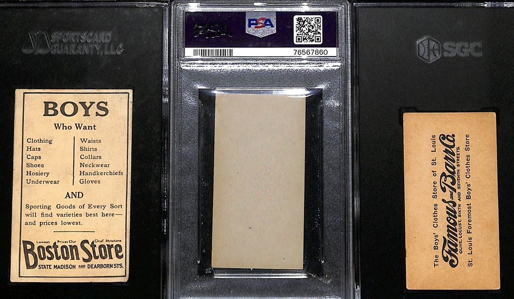 1916-17 Cards w. 1917 Boston Store Davey Robertson (NY Giants, SGC 5), 1916 M101-4 Sporting News Bill Fischer (Cubs, PSA 2), 1916 Famous & Barr Ray Caldwell (Yankees, SGC 2)