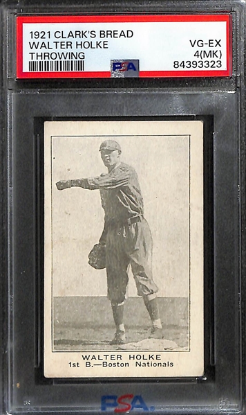 1921-22 Bread/Candy Cards w. 1921 Clark's Bread Walter Holke (Boston Braves, PSA 4MK), 1922 V61-1 Neilson's Chocolates Johnny Kelleher (Cub, CGC 1.5), 1921 E121 American Caramel Charles Hollocher...