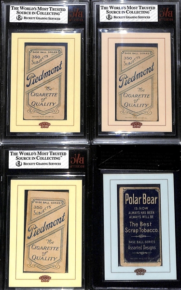(4) Beckett Graded Topps 206 Framed 1909-11 T206 Cards - Clymer (BVG 3), Carrigan (BVG 3), Shaw (BVG 3), Doyle (RCR 2.0)