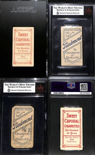 (4) Graded 1909-11 T206 Tobacco Cards - Hal Chase (Blue Portrait, SGC 3),  Hal Chase (Pink Portrait, BVG 1.5), Hal Chase (Throwing, White Cap, BVG 1), Ed Konetchy (Glove Above Head, PSA 3)