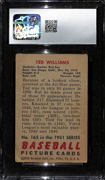 1951 Bowman Ted Williams #165 (HOF) CGC 2.5