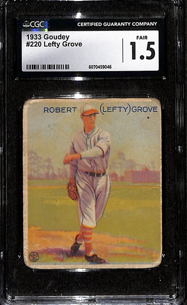 1933 Goudey Lefty Grove #220 (HOF) CGC 1.5