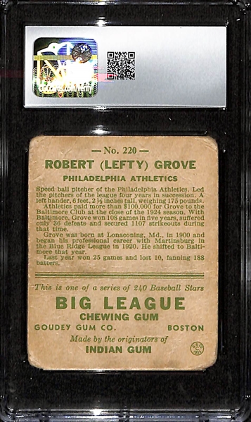 1933 Goudey Lefty Grove #220 (HOF) CGC 1.5
