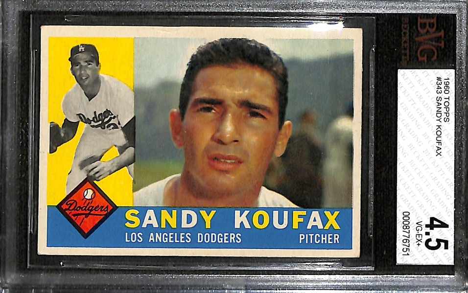 Lot of (2) Topps Sandy Koufax #343 & Duke Snider #493 - Both BVG 4.5