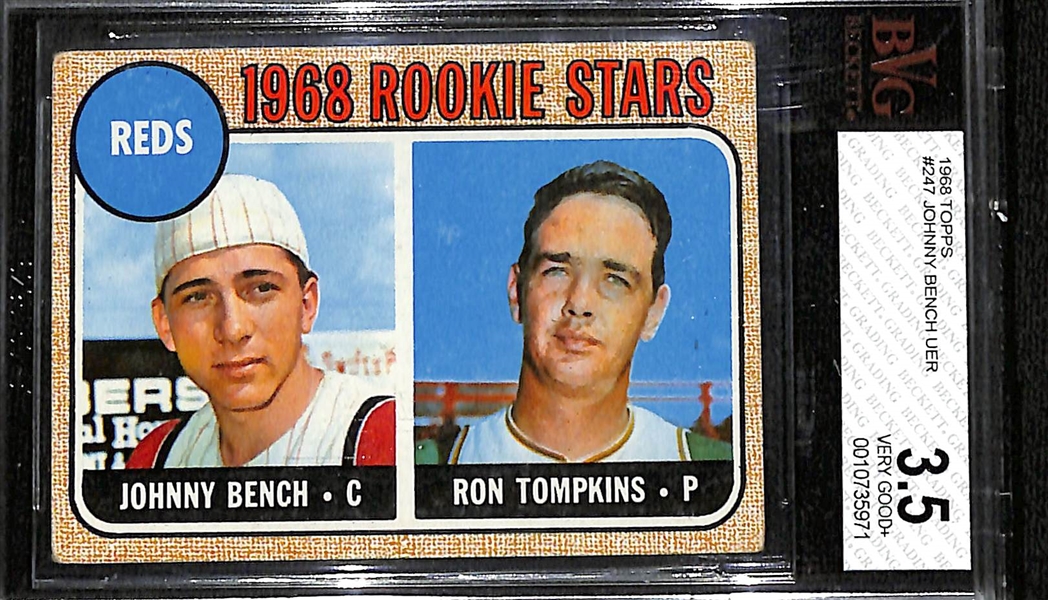 1968 Topps Johnny Bench Rookie #247 BVG 3.5 