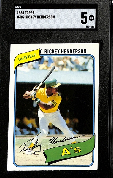 Lot of (4) 1971-1980 Graded Topps Baseball Cards w. (2) 1980 Topps Rickey Henderson Rookie Cards (SGC 5 and SGC 3) 