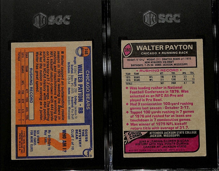 (2) Walter Payton Graded Cards - 1976 Topps Rookie Card (SGC 3.5) & 1977 Topps #360 (SGC 4)