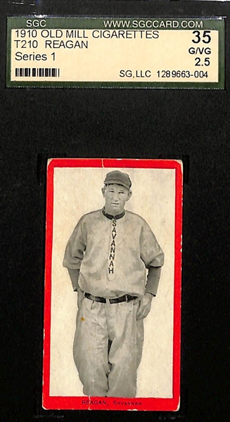 1910 T210 Old Mill Cigarettes Blue (Waco, Series 3, SGC 3) & Reagan (Savannah, Series 1, SGC 2.5)