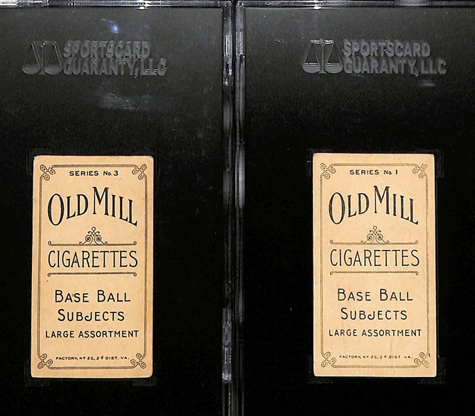 1910 T210 Old Mill Cigarettes Blue (Waco, Series 3, SGC 3) & Reagan (Savannah, Series 1, SGC 2.5)