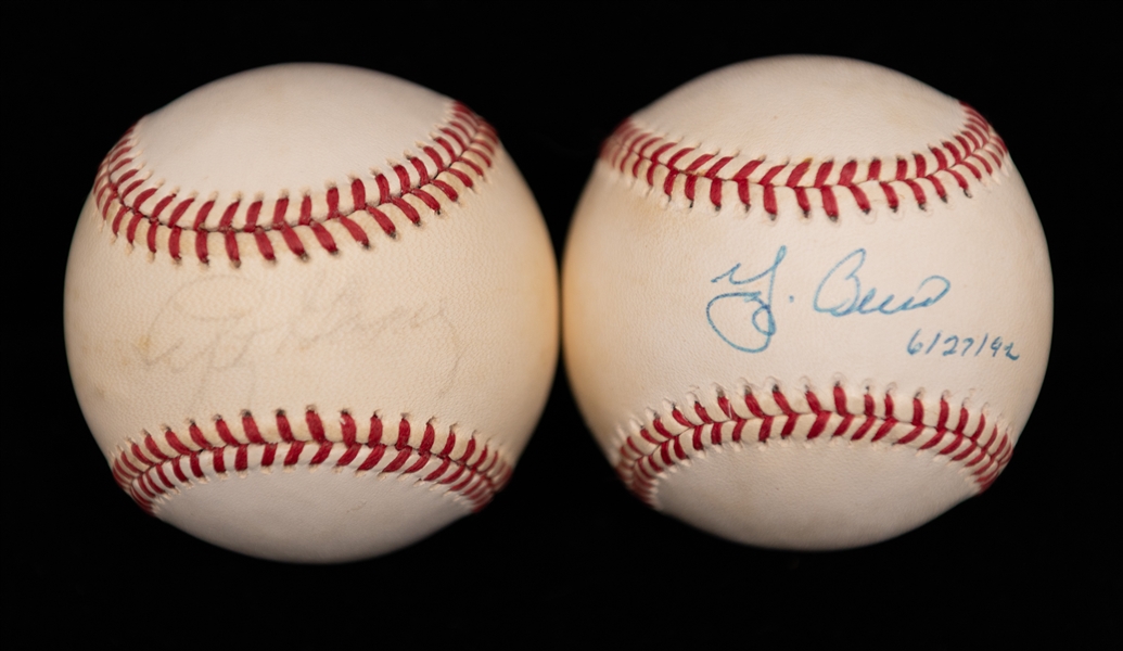 Lot of (2) Signed Official Rawlings Baseballs w. Yogi Berra (HOF) & Lefty Gomez (HOF) (JSA Auction Letter)