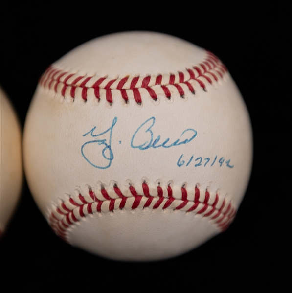 Lot of (2) Signed Official Rawlings Baseballs w. Yogi Berra (HOF) & Lefty Gomez (HOF) (JSA Auction Letter)
