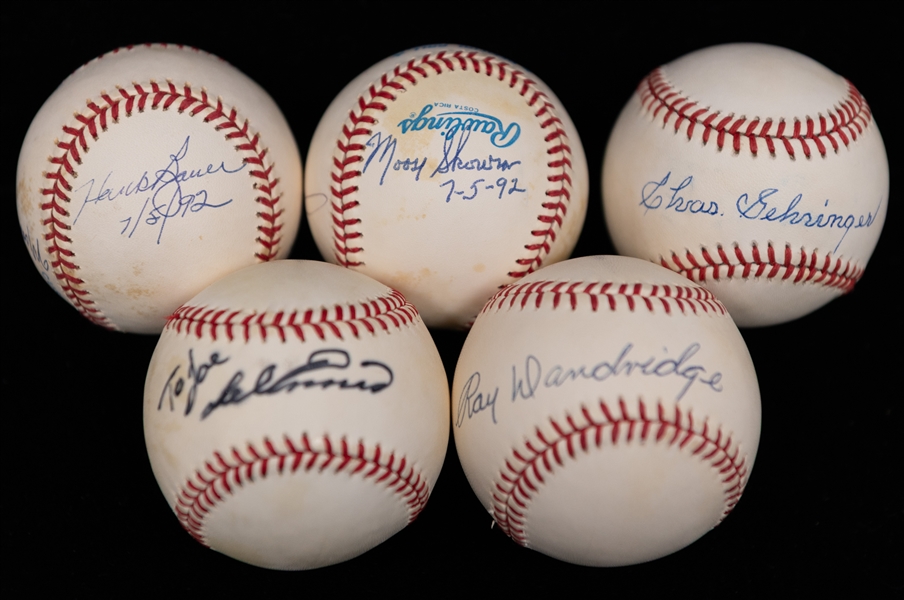 Lot of (5) Signed Rawlings Official Baseballs w. Charles Gehringer (HOF) & Ray Dandridge (HOF) (JSA Auction Letter)
