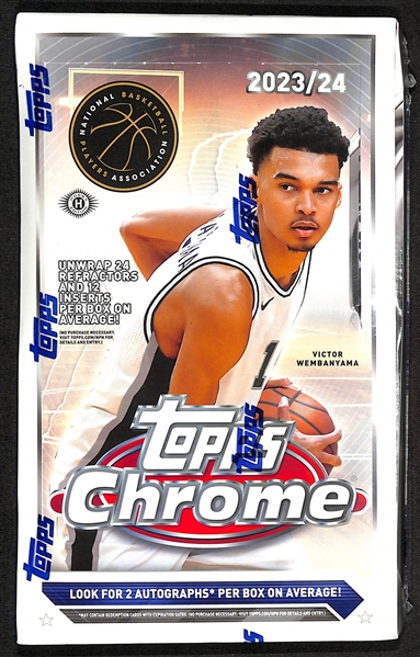 Factory Sealed 2023/24 Topps Chrome Basketball Hobby Box (2 autographs)