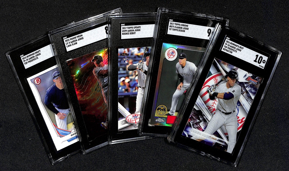 Lot of (5) SGC Graded Topps Aaron Judge Baseball Cards w. 2016 Bowman's Best Top Prospects Refractor SGC 10