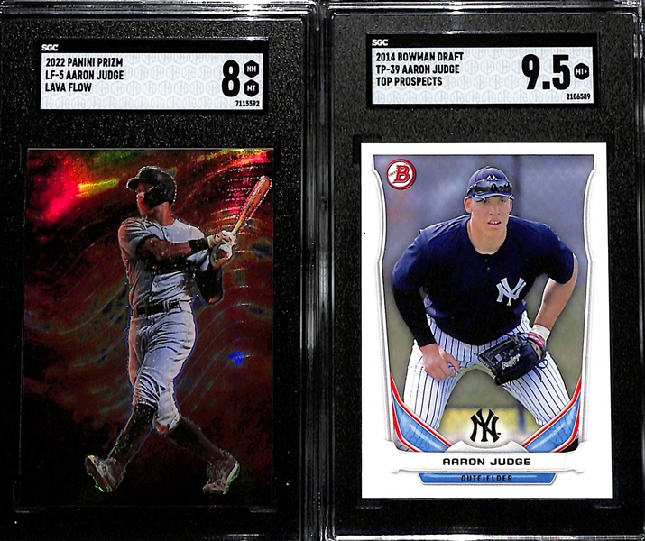 Lot of (5) SGC Graded Topps Aaron Judge Baseball Cards w. 2016 Bowman's Best Top Prospects Refractor SGC 10
