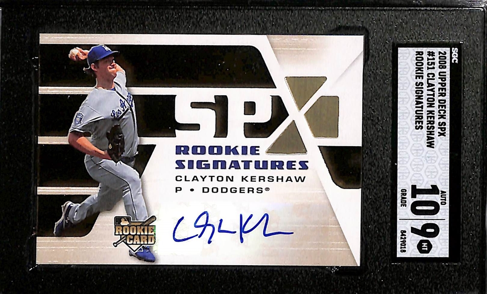 (3) SGC Graded 2008 UD SPx Rookie Signature Cards w. Clayton Kershaw SGC 9