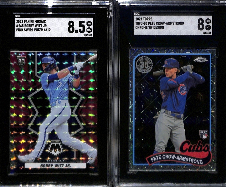 Lot of (4) SGC Graded Rookie Baseball Cards w. 2018 Topps Heritage Chrome Purple Refractor Ronald Acuna Jr. RC SGC 9.5