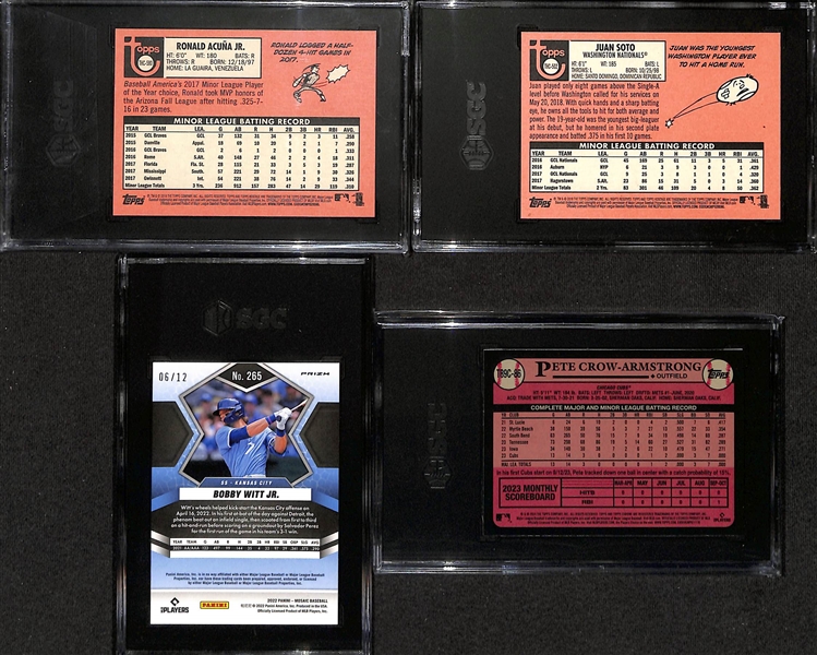 Lot of (4) SGC Graded Rookie Baseball Cards w. 2018 Topps Heritage Chrome Purple Refractor Ronald Acuna Jr. RC SGC 9.5