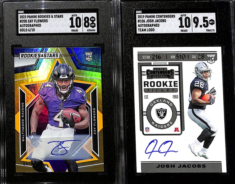 (3) Autographed SGC Graded Football Cards w. 2020 Sage Premier Draft Joe Burrow RC Gold #/200 SGC 8/10 Auto