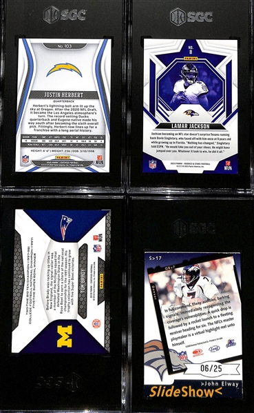Lot of (4) Graded & #ed Quarterback Cards w. 2020 Panini Certified Justin Herbert Rookie (#/199) SGC 10