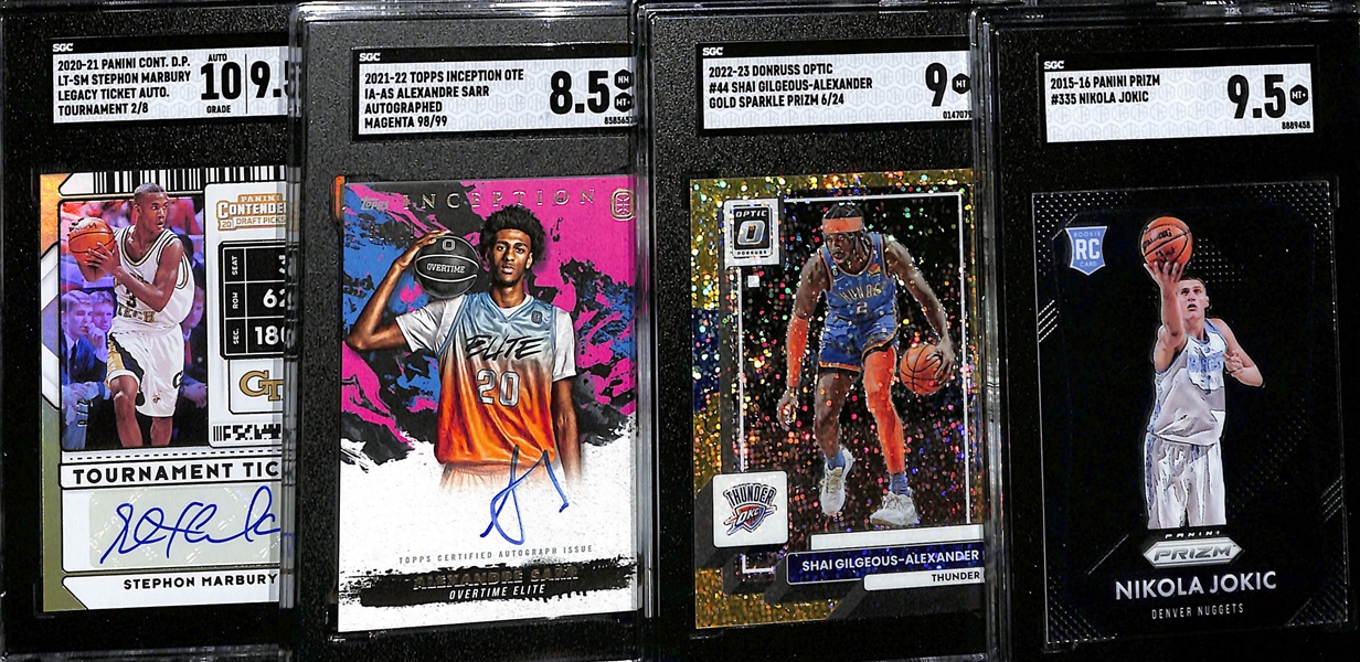 Lot of (4) SGC Graded Basketball Rookie Cards w. 2015/16 Prizm Nikola Jokic SGC 9.5